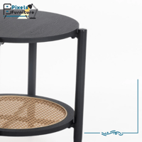 طاولة مفردة دائرية رفين وقواعد معدنية بتصميم من ال...