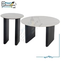 مجموعة قطعتين طاولات دائرية بسطح رخامي من بكسل الأ...