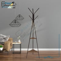 علاقة ملابس معدنية على شكل شجرة مع 2 رف خشبي مع 9...