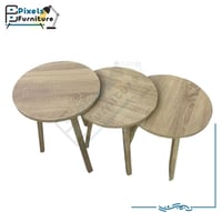 طقم طاولات تركية دائرية 3 قطع مدرجة بقواعد خشب من...