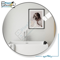 مرآة حائط دائرية باطار معدني من الألومنيوم من بكسل...