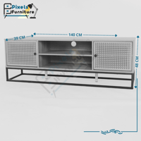 طاولة بلازما بدرجين تخزين وبرف وسط 140 سم من بكسل...