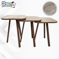 طقم طاولات تقديم القهوة والشاي بتصميم مربع 3 قطع م...