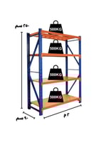 رفوف أحمال ثقيلة برتقالي وأزرق 500 كجم