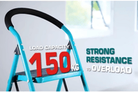 توتال سلم 3 درجات قابل للطي من الستيل المعدني