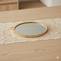 صينية تقديم مراية دائري ذهبي مقاس 30 سم
