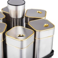 طقم علب بهارات صغيرة زجاج واستيل 6 قطعة مع حامل مد...