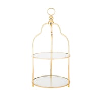 استاند تقديم الحلويات معدن ذهبي بقاعدة زجاج شفاف 2...