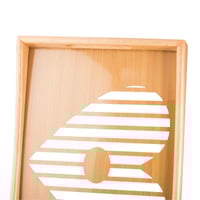 طقم صواني خشب 2 قطعة ارضية مزخرفة مع طبقة عازلة اك...