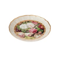 صحن فاكهة مدور دهبي لميع فاخر ورد جوري مقاس 30 سم