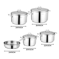 طقم قدور ستيل تركي فاخر 18/10 " 9 قطعة
