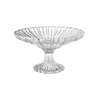 صحن تقديم الفواكه والحلويات زجاج مخطط بقاعدة