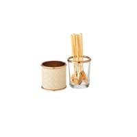 طقم ملاعق شاي ذهبي بحامل معدن غطاء جلد