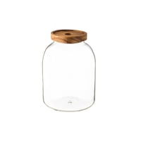 مرطبان زجاج شفاف للحلا والمكسرات بغطاء خشبي 19 سم