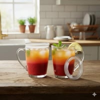 طقم اكواب زجاج شفاف بغطاء 2 قطعة 345 مل