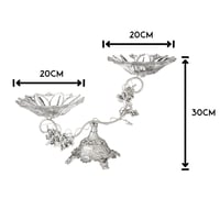 حامل حلاوة معدن ثنائي فضي بصحن زجاجي