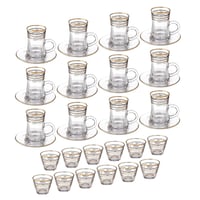 طقم فناجين شاي وقهوة 36 قطعة مثلج ذهبي واسود 12 شخ...