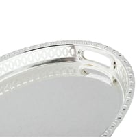 صينية تقديم بيضاوي معدن فضي