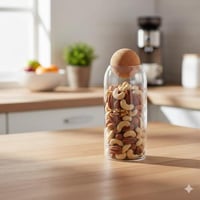 مرطبان زجاج شفاف للحلا والمكسرات بغطاء فلين 23 سم