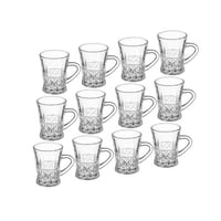 طقم فناجين شاي زجاج شفاف مزخرف 12 قطعة