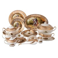 طقم سفرة بورسلان فاخر ذهبي كليوبترا 107 قطعة