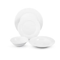 طقم عشاء بورسلان ابيض سادة ناصع 24 قطعة