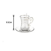 طقم فناجين شاي وقهوة زجاج مخطط فضي بيد معدن 48 قطع...