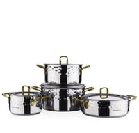 كوركماز طقم قدور استيل وذهبي ايرنا 18/10 تركي 8 قط...