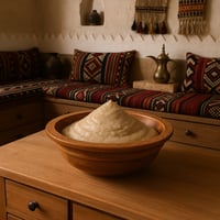 قدح تقديم خشب مدور فيتنامي للعصيد مقاس 33 سم