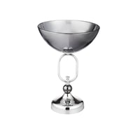 صحن حلاوة زجاج بقاعدة معدن فضي مقاس 25 سم