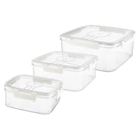 طقم حافظات بلاستيك بغطاء قفل 3 قطعة مربعة مقاسات م...