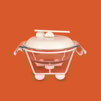 سخان شوربة معدن ابيض وزجاج فاخر مدور 2 لتر مع حامل...