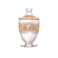 مطبقية زجاج مزخرف ذهبي بغطاء