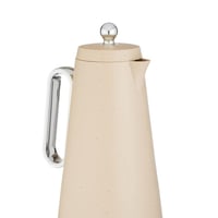 ترمس شاي وقهوة 1 لتر لون بيج بيد فضي من الداخل زجا...