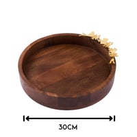 صينية تقديم خشب هندي بديكور فراشات ذهبي