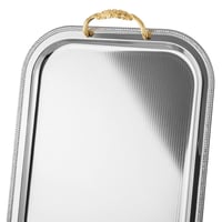 طقم تباسي نيكل بيد ذهبي مستطيل مزخرف ناعم 3 قطع فا...