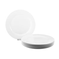 طقم صحون اكل مسطح بورسلان ابيض سادة ناصع مسطح مقاس...