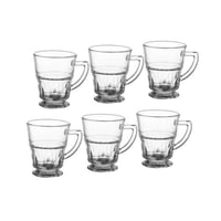 طقم اكواب شاي زجاج محجر بقاعدة 6 قطعة 120 مل