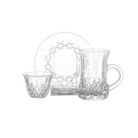 طقم فناجين شاي وقهوة زجاج 18 قطعة محجر