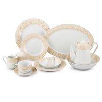 طقم عشاء بورسلان مدور اطار مزخرف 49 قطعة 6 اشخاص