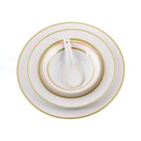 طقم عشاء بورسلان ابيض وذهبي فاخر 45 قطعة 6 اشخاص