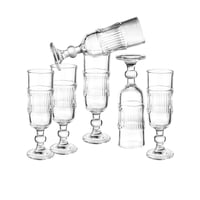 طقم كاسات عصير زجاج شفاف بقاعدة 6 قطعة 175 مل