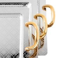 طقم صواني السيف روجين استيل منقوش وذهبي مستطيل 3 ق...