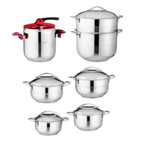 طقم قدور استيل تركي 18/10 , 13 قطعة