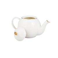 براد شاي وحليب بورسلان ابيض سادة وذهبي 1.3 لتر