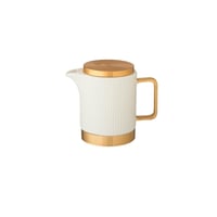 طقم قهوة تركي مع براد بورسلان ابيض بقاعدة وغطاء ذه...