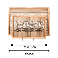 طقم صواني خشب 2 قطعة ارضية مزخرفة مع طبقة عازلة اك...