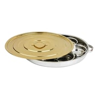 صينية فطور ستانلس ستيل 45 سم غطاء منقوش ذهبي 8 قطع...