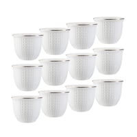 درزن فناجين قهوة سعودي بورسلان ابيض وذهبي بنقشات ن...