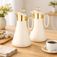 طقم ترامس لوفر 2 قطعة معدن ابيض وذهبي ( 1 لتر لكل...